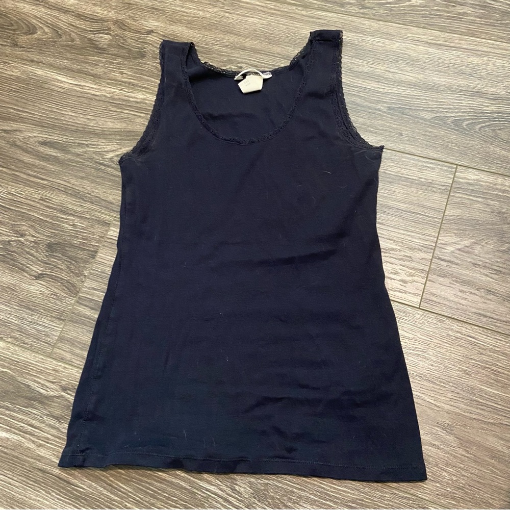 H&M dark navy stretchy tank top, size M